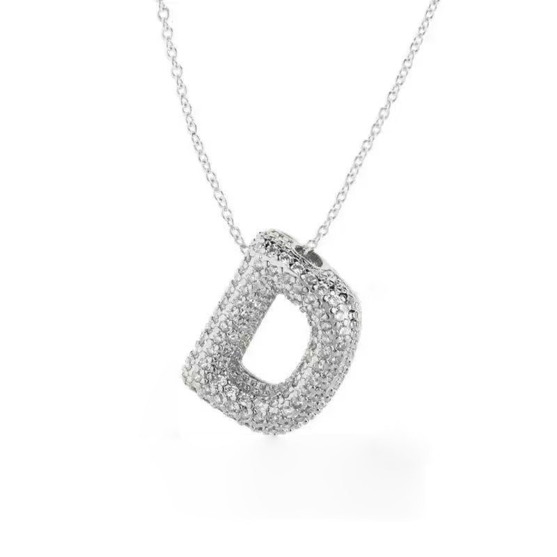 Gold Iced Initial Pendant Necklace for Women