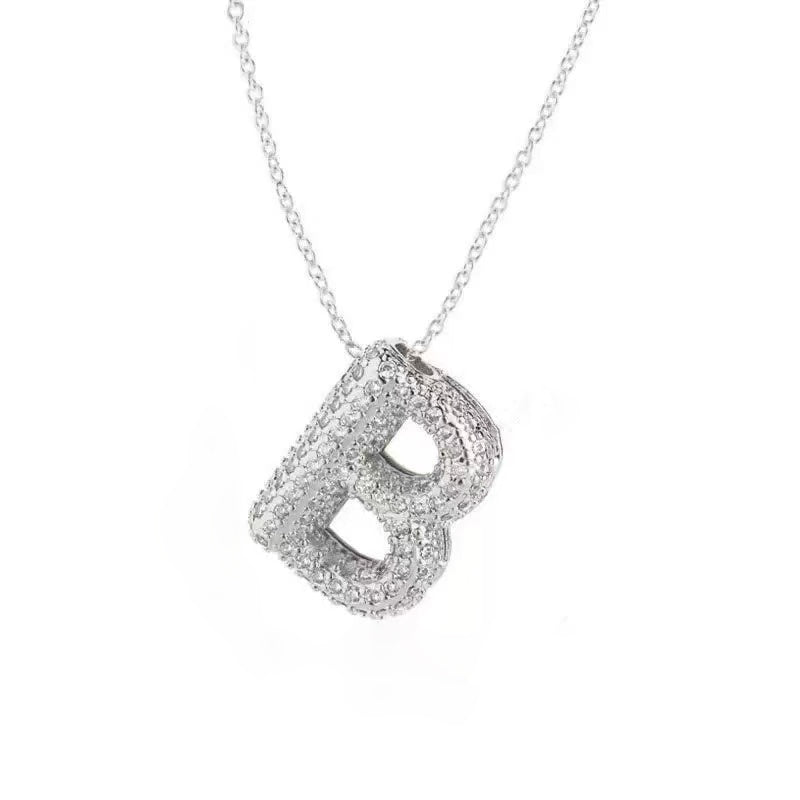 Gold Iced Initial Pendant Necklace for Women