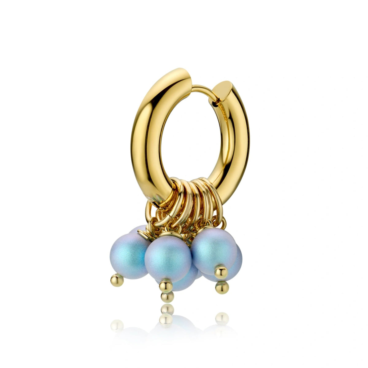 Iridescent Bead Gold Hoop Earrings