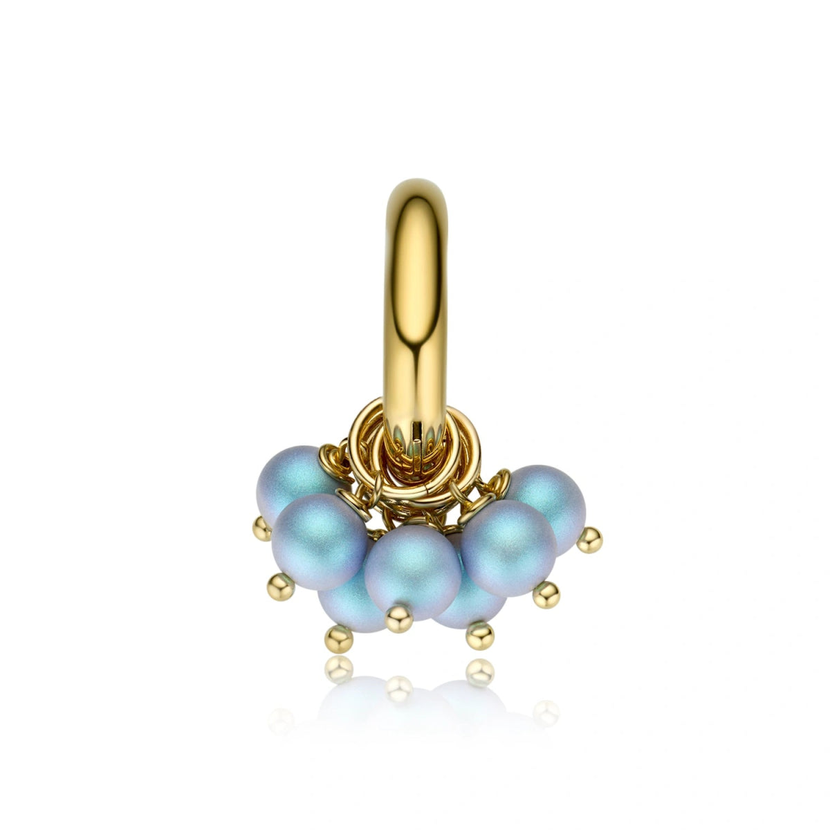 Iridescent Bead Gold Hoop Earrings