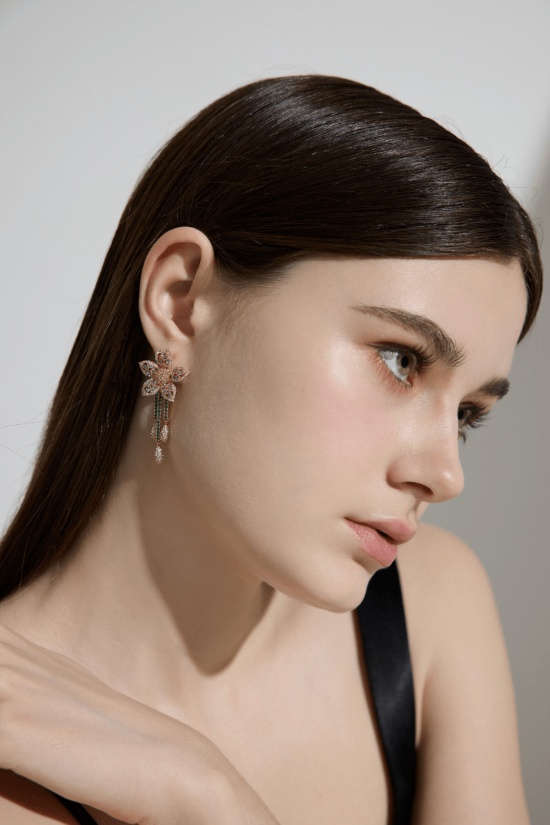 Luxury Crystals Floral Drop Earrings