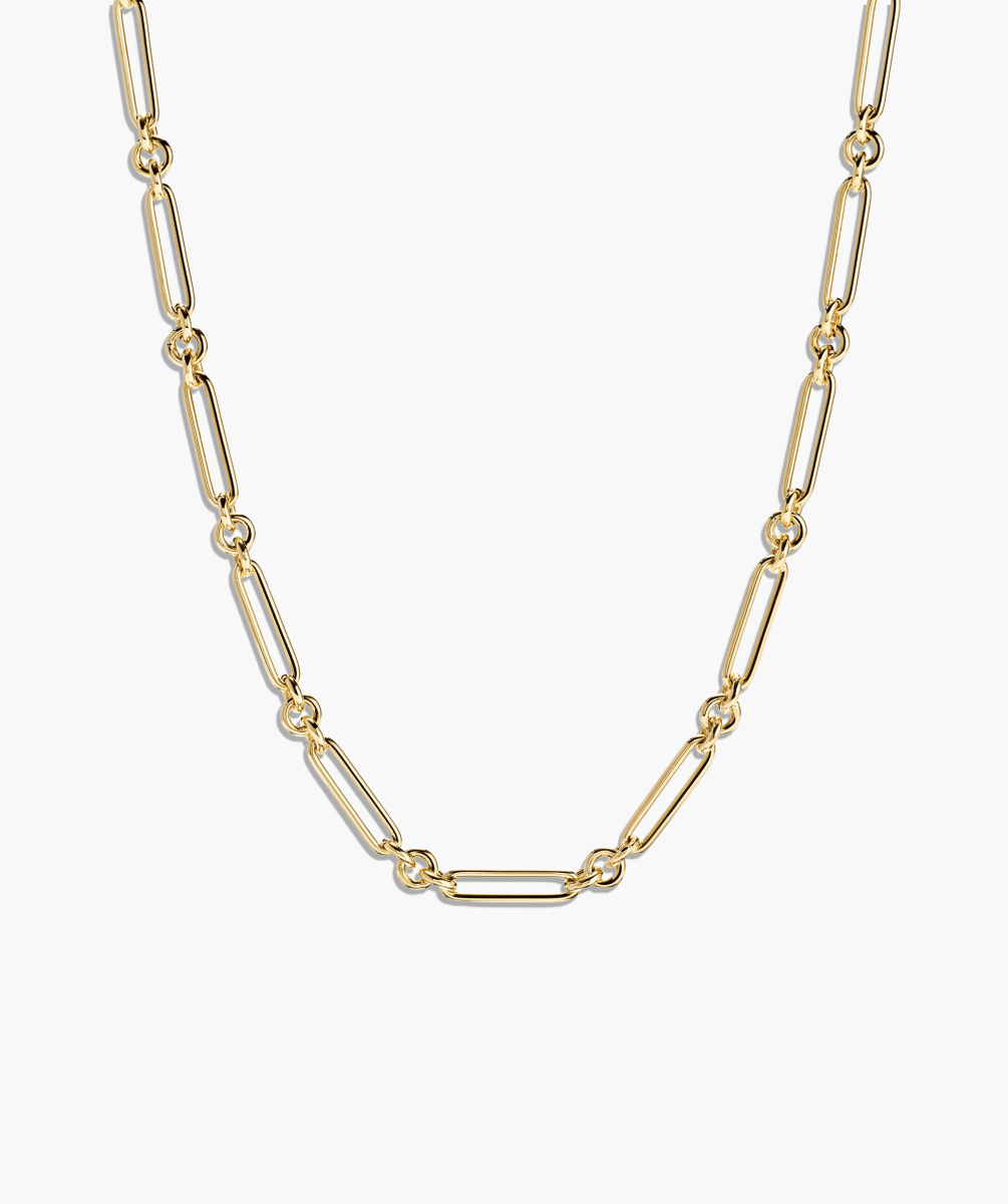 Mixed Link Paperclip Chain Charm Necklace