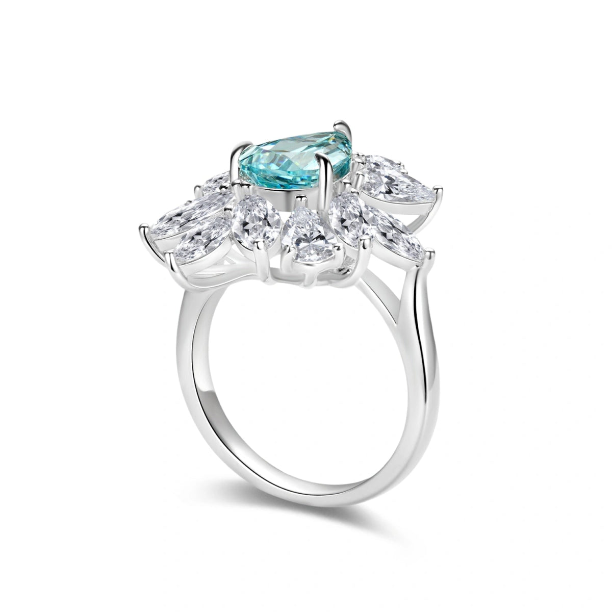 Oval Blue Halo Statement Ring