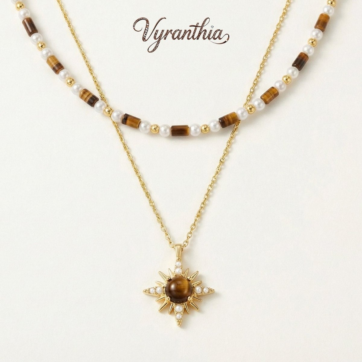 Tiger’s Eye  Star Charm Layered Necklace