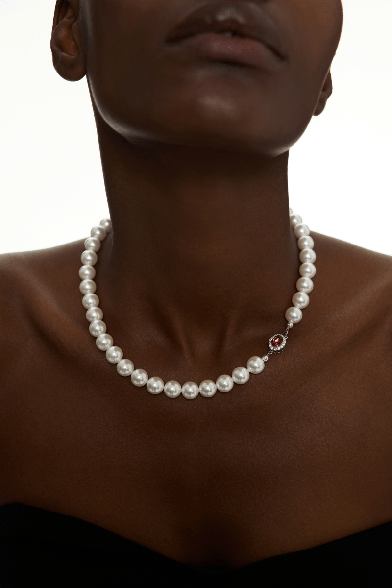 Vyranthia Natural Pearl Necklace Sterling Silver