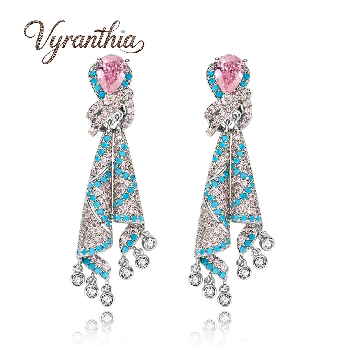 Vyranthia Pink Ribbon moissanite Earrings