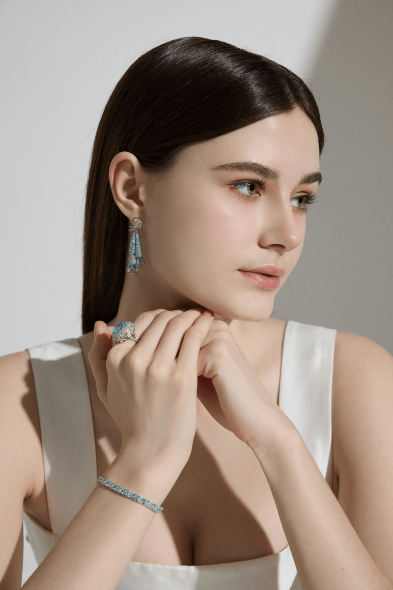 Vyranthia Pink Ribbon moissanite Earrings