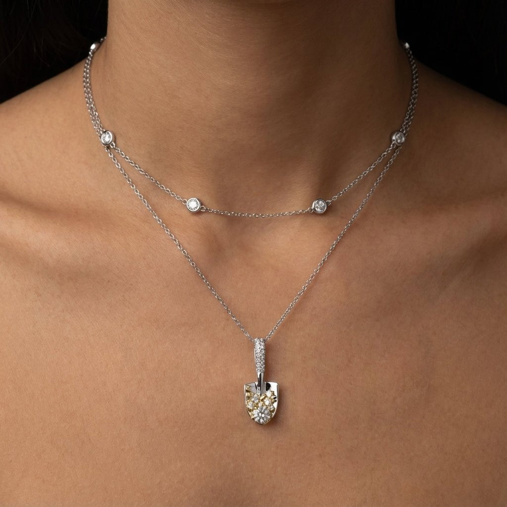 Vyranthia Sparkling Shovel Pendant Necklace for Women