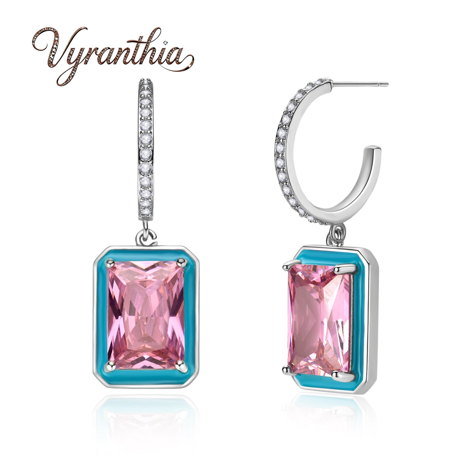 Pink and Turquoise Gemstone Drop Earrings