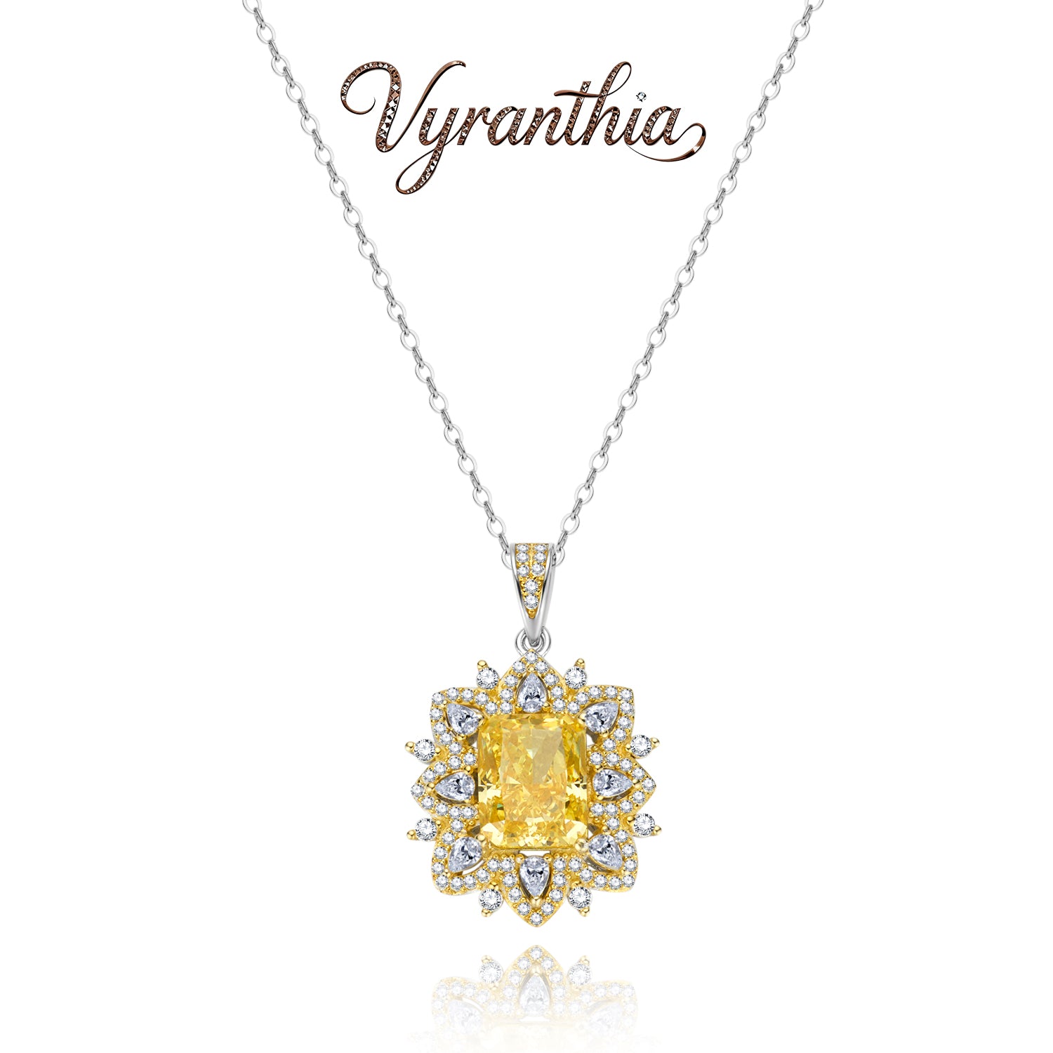 Vyranthia Sterling Silver Yellow Gemstone Pendant Necklace